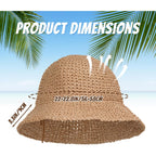 Marrywindix Women Straw Sun Hat Bucket Hat Wide Brim Foldable Summer Beach Lightweight Packable Travel Cap Khaki