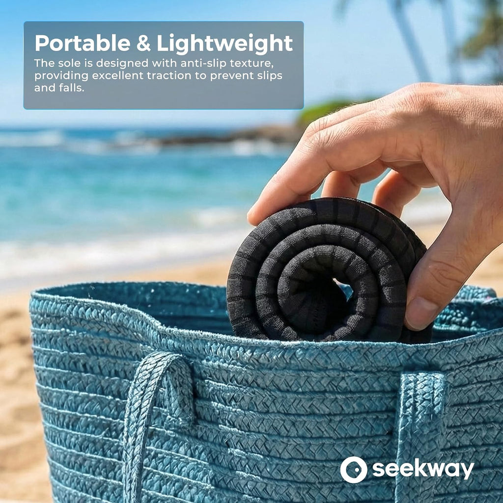 Seekway Water Shoes Women Men Adult Quick-Dry Aqua Socks Barefoot Non Slip For Beach Swim River Pool Lake Surf Black Sk002(U)