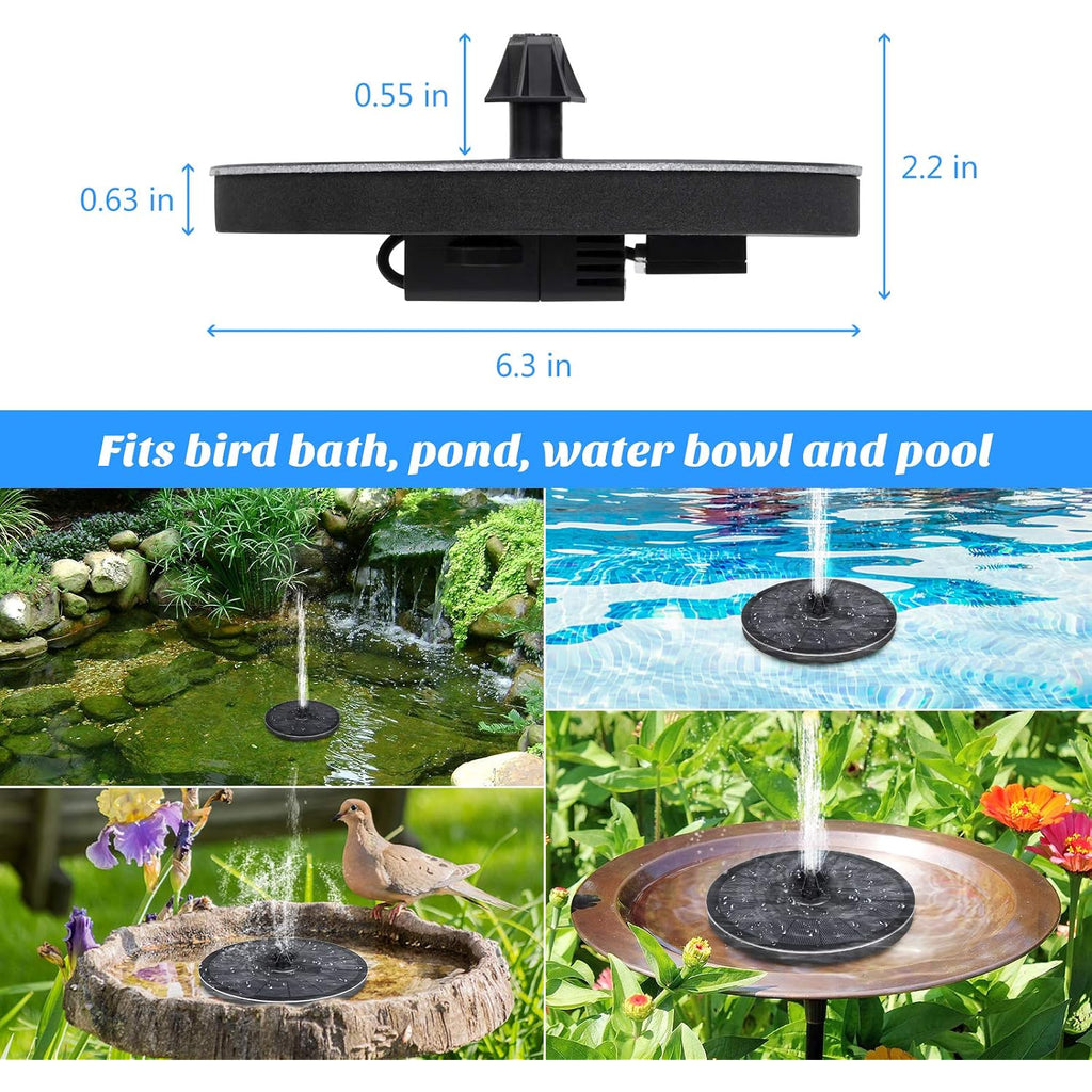 Mademax Upgraded Solar Fountain With 4 Easy Install Nozzle And Fixer, Solar Powered Fountain Pump For Bird Bath, Garden, Pond, Pool, Fish Tank, Outdoor