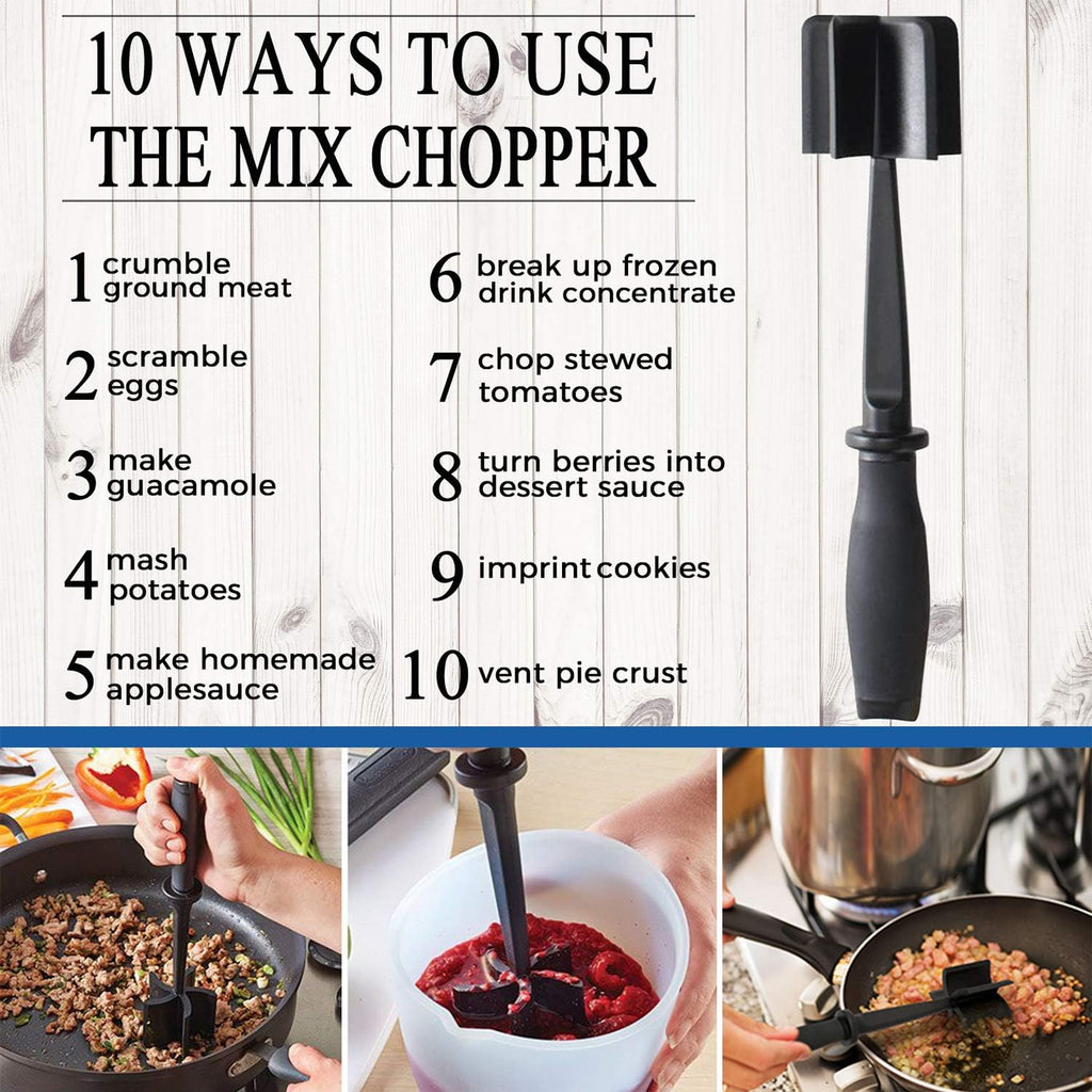 Meat Chopper, 5 Curve Blades Ground Beef Masher, Heat Resistant Meat Masher Tool For Hamburger Meat, Ground Beef, Turkey And More, Nylon Hamburger Chopper Utensil Non-Scratch Utensils