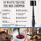 Meat Chopper, 5 Curve Blades Ground Beef Masher, Heat Resistant Meat Masher Tool For Hamburger Meat, Ground Beef, Turkey And More, Nylon Hamburger Chopper Utensil Non-Scratch Utensils