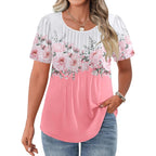 IN'VOLAND Womens Plus Size Tops Tunic Short Sleeve Crew Neck Shirts Casual Summer Blouse 1X-5X