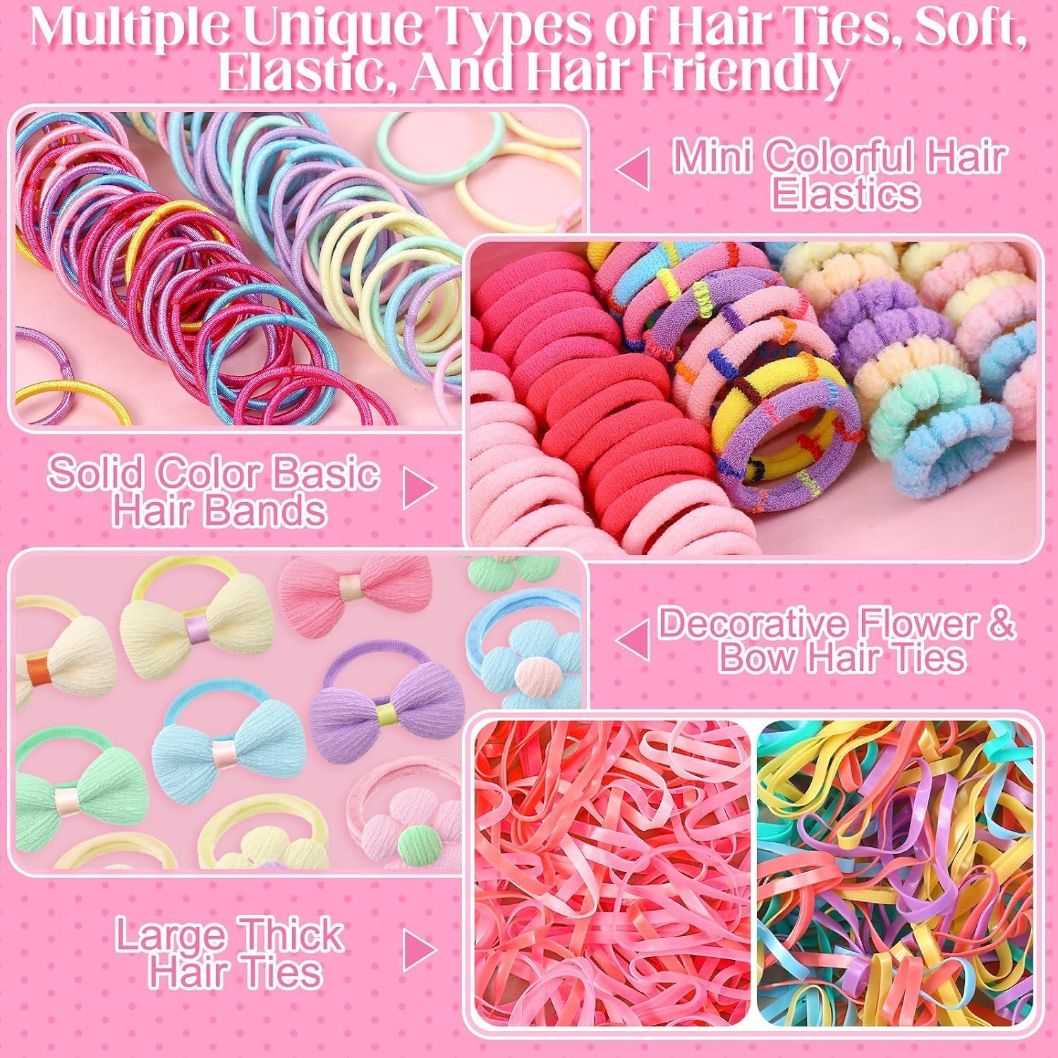 946 Pcs Hair Accessories For Girls, Colorful Hair Rubber Bands Elastic Hair Ties With Cute Hair Clips Hair Styling Tools