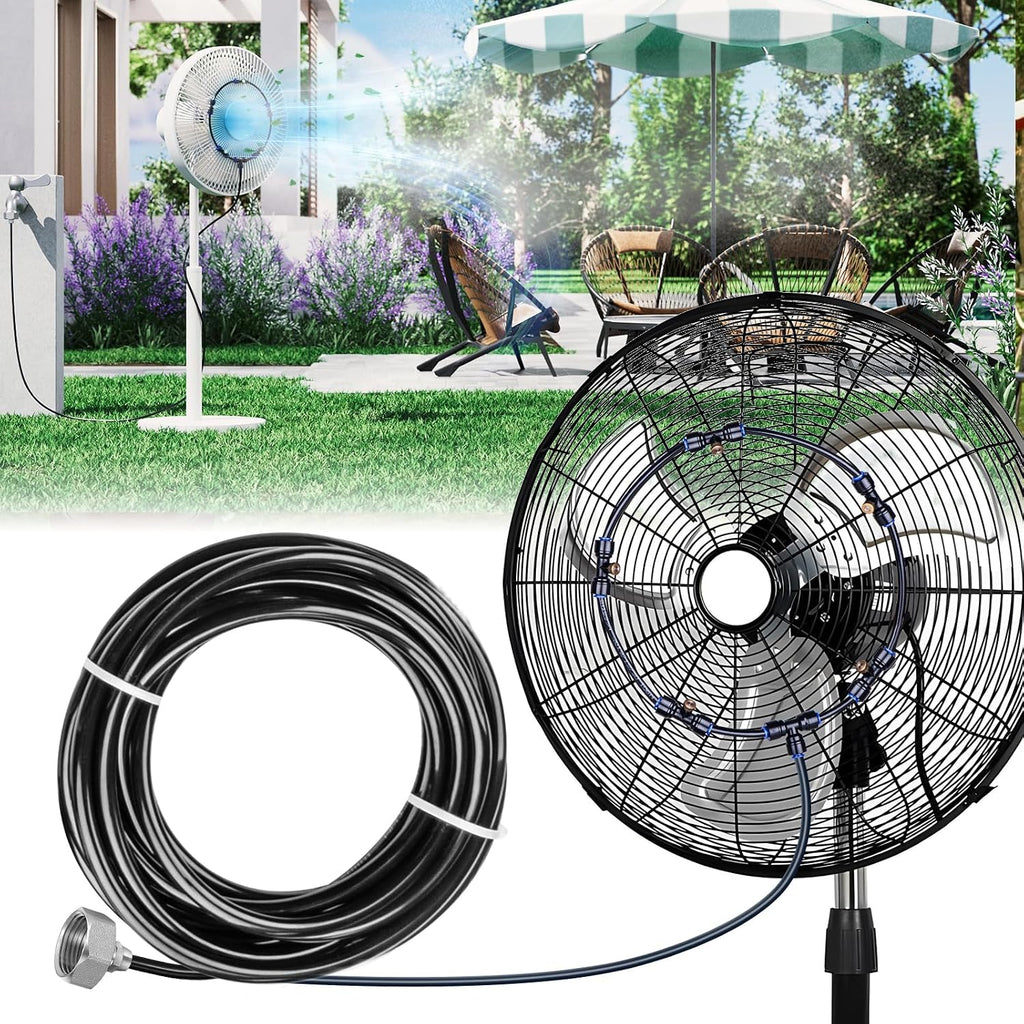 Homenote Misting Fan Kit For Outside Cooling, 16.4Ft Misting Line | 5 Brass Nozzles, 3/4" Brass Adapter, Outdoor Mister System For Patio, Backyard & Poolside Relaxation