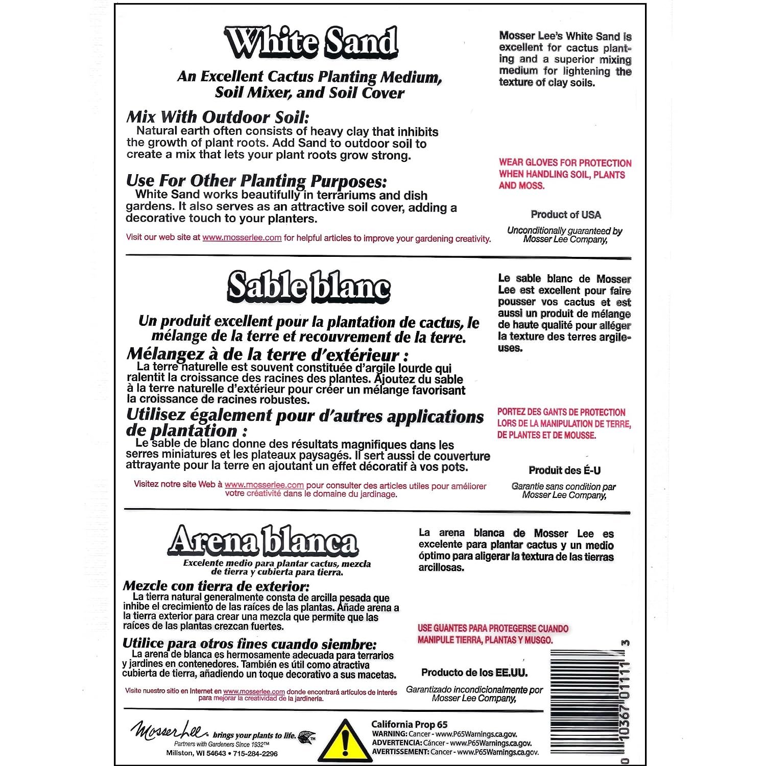 Mosser Lee Ml1111 White Sand Soil Cover, 5 Lb.