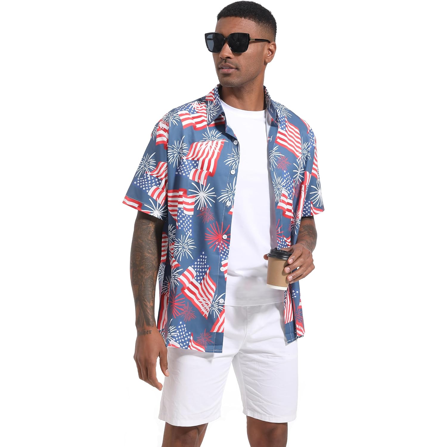 Men'S Casual Button Down Shirts Regular Fit Short Sleeve Hawaiian Shirt For Men