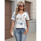 Zeagoo Womens Summer Tops 2026 Short Sleeve Shirts V Neck Pleated Tunic Tops Work Blouses Business Casual Outfits S-3Xl