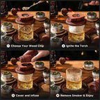 Whiskey Smoker Kit with Torch - 6 Flavors Wood Chips, 2 Glasses, 2 Ice Ball Molds - Cocktail Smoker Infuser Kit, Old Fashioned Drink Smoker Kit, Birthday Bourbon Whiskey Gifts for Men,Dad(NO Butane)