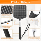 Hdajy Telescopic Fly Swatters 2 Pack, Premium Plastic Flyswatter, Fly Swatter Heavy Duty For Indoor, Outdoor, Classroom, Stainless Steel Handle（Black）