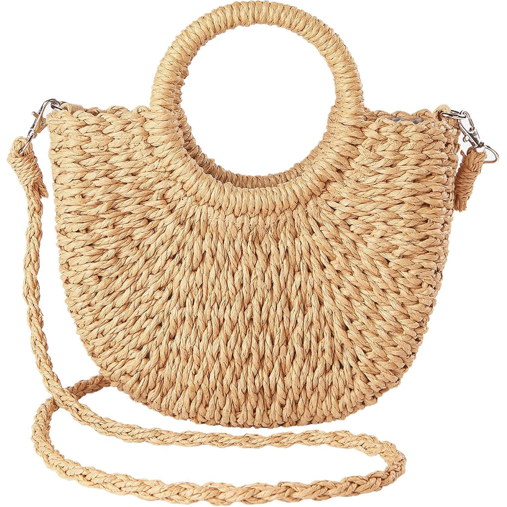 JOLLQUE Straw Beach Bag for Women, Crochet Crossbody Bags Small Boho Purse,Top Handle Cute Woven Handbag Wicker Clutch 2026