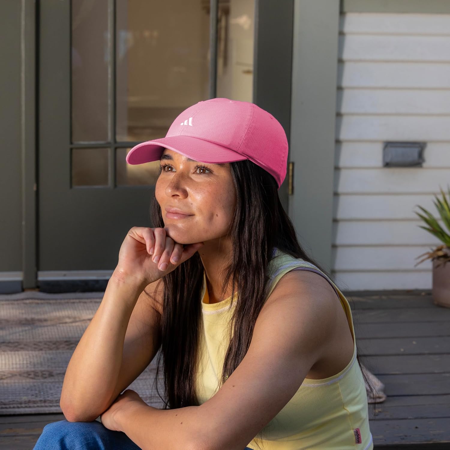 adidas Women's Saturday Hat – Relaxed Fit Strapback Baseball Cap Pink Fusion/Clear Pink/3