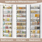 Elegantarray 8-Tier Pantry Door Organizer, Over The Door Pantry Organizer Rack And Storage, Hanging Spice Rack Shelves Door, Home Office Laundry Room Bathroom & Kitchen Organization Essentials Metal