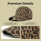 Womens Leopard-Baseball-Hat - Adjustable Sun Protection Sports Caps Leopard Print Dad Trucker Hat Leopard