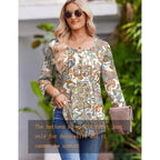 3/4 Length Sleeve Womens Tops Round Neck Casual Summer Tunic Tops Basic Tees Blouses Dressy T-Shirts Pleated Shirts