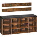 HOOBRO Shoe Storage Bench with Cushion, 39.4" L Entryway Bench with 12 Cubbies, Entryway Hall Tree with Storage, Shoe Cabinet with Coat Rack for Bedroom, Hallway, Holds up to 330 lb, BF112HX01G1