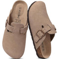 Kidmi Genuine Suede Clogs For Women Men Cork Footbed Sandals Leather Mules Potato Shoes With Arch Support
