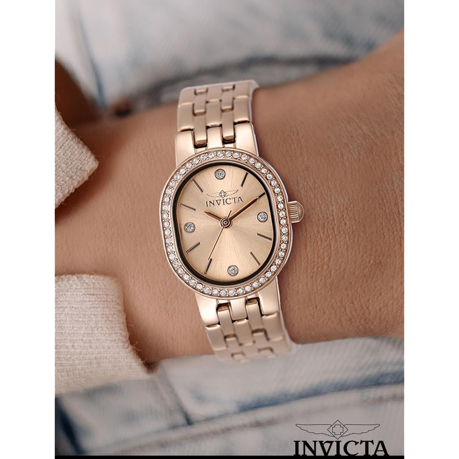 Invicta Angel Lady 20Mm Stainless Steel Rose Gold Silver+Rose Gold Dial Pc21J Quartz
