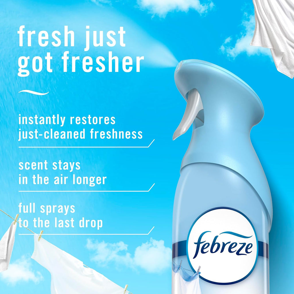 Febreze Air Mist, Air Freshener Spray, Odor Fighting Room Spray, Deodorizer For Home Bathroom Kitchen Office Apartment Dorm Room Classroom, Linen & Sky Scent, 8.1Oz (Pack Of 6)