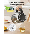 Comfee' Electric Kettle, 1.7L Hot Water Boiler, 1500W Fast Boil, Glass Electric Tea Kettle With Led Indicator, Auto Shut-Off And Boil-Dry Protection, Bpa Free