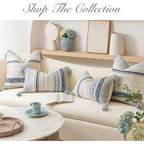 Coastal Blue Decorative Lumbar Pillow Cover 14X36 Boho Long Body Pillow For Bed Farmhouse Lumbar Throw Pillow For Couch Modern Accent Textured Throw Pillowcase