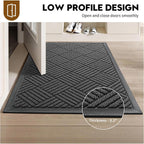 Front Door Mat, Heavy Duty Waterproof Doormat 29.5"X17", Grey | Indoor Outdoor Non-Slip Low Profile Dirt Trapper Absorbent Rubber Mat For Entryway, Stain Fade Resistant Easy Clean