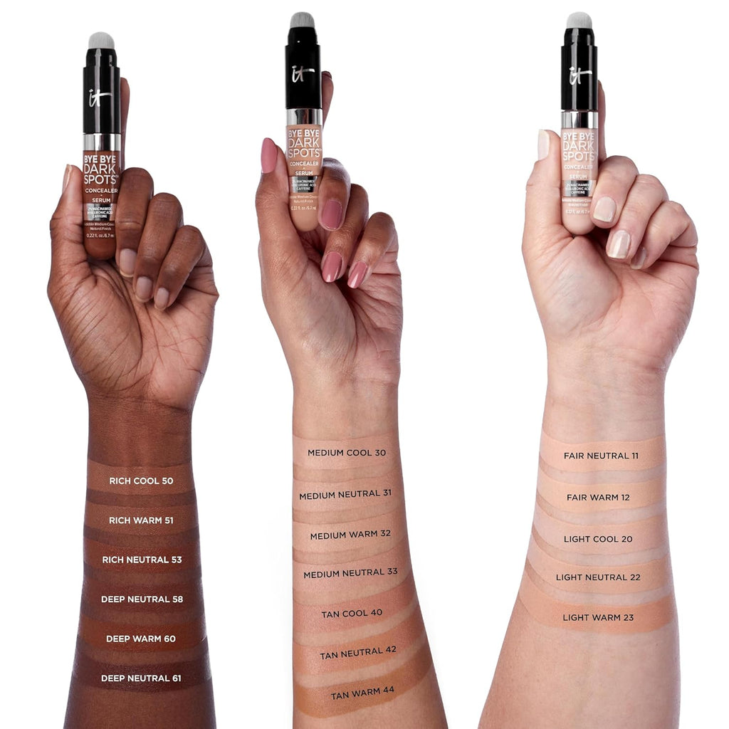 IT Cosmetics Bye Bye Dark Spots Concealer + Brightening Serum – 2% Niacinamide, Hyaluronic Acid & Caffeine - Medium Coverage, Natural Finish, All Skin Types - 0.22 fl oz