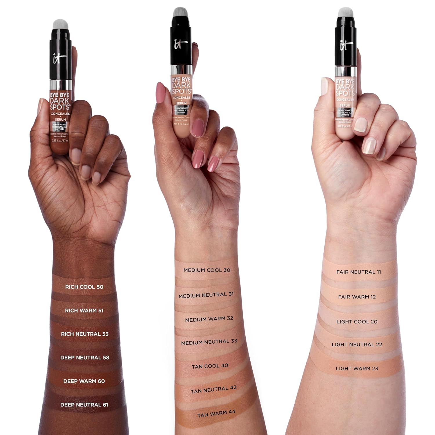 IT Cosmetics Bye Bye Dark Spots Concealer + Brightening Serum – 2% Niacinamide, Hyaluronic Acid & Caffeine - Medium Coverage, Natural Finish, All Skin Types - 0.22 fl oz