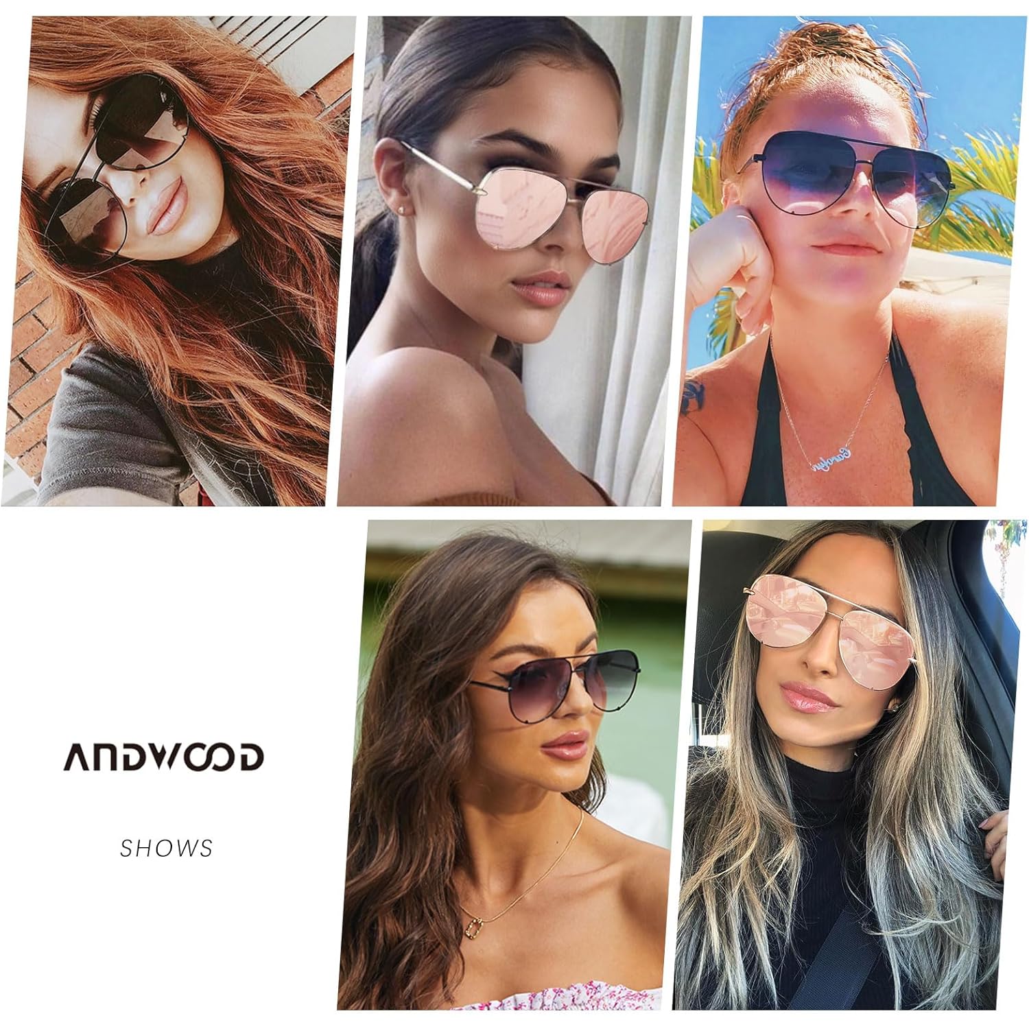 ANDWOOD Oversized Aviator Sunglasses for Women Men Big Large UV Protection Fashion Sun glasses