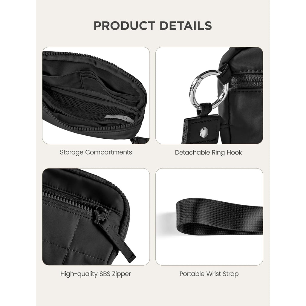 Womens Wallet Card Holder Purse With Zipper Quilted Phone Wallet Rfid Blocking Small Wristlet Wallets For Everyday, Travel (Black)