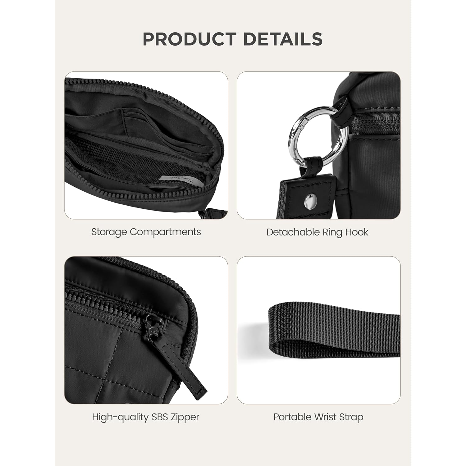 Womens Wallet Card Holder Purse With Zipper Quilted Phone Wallet Rfid Blocking Small Wristlet Wallets For Everyday, Travel (Black)