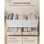 Vasagle Storage Chest, Storage Bench With 2 Fabric Drawers, Farmhouse Style, For Entryway, Bedroom, Living Room, 15.7 X 39.4 X 19.9 Inches, Cloud White Ulsb043W01