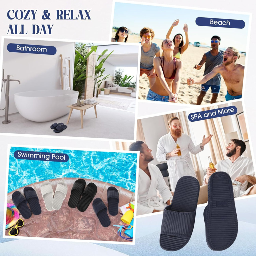 Shyyween 6 Pack Non Slip Shower Slides Lightweight Bath Slippers For Women & Men Pool Sandals For Home Hotel Gym Spa Pool