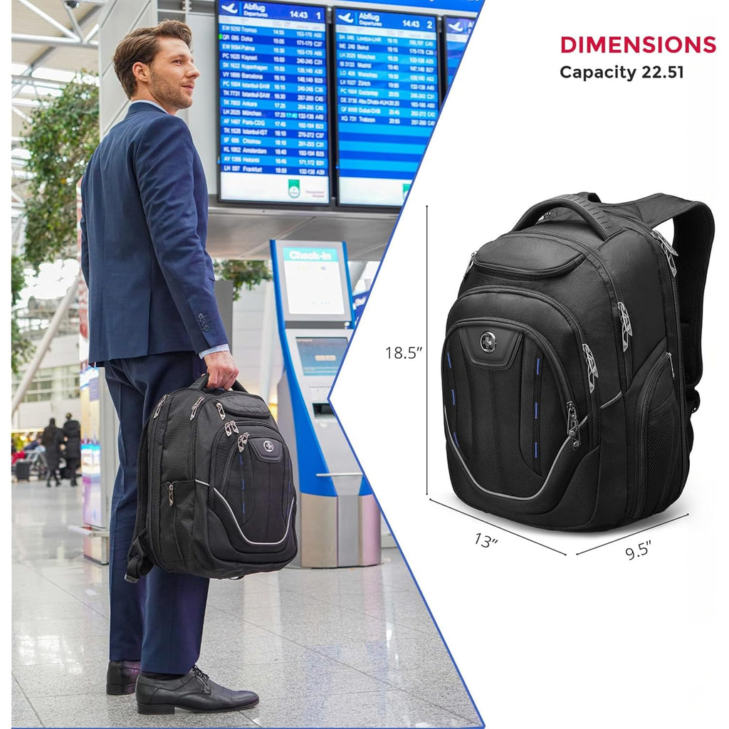 Swissdigital Design Tsa Business Laptop Backpack For Men,Travel Backpack With Usb Charging Port,College Tech Backpacks With Rfid Pockets Presents For Men Fits 15.6 Inch Computer | J16Bt-1