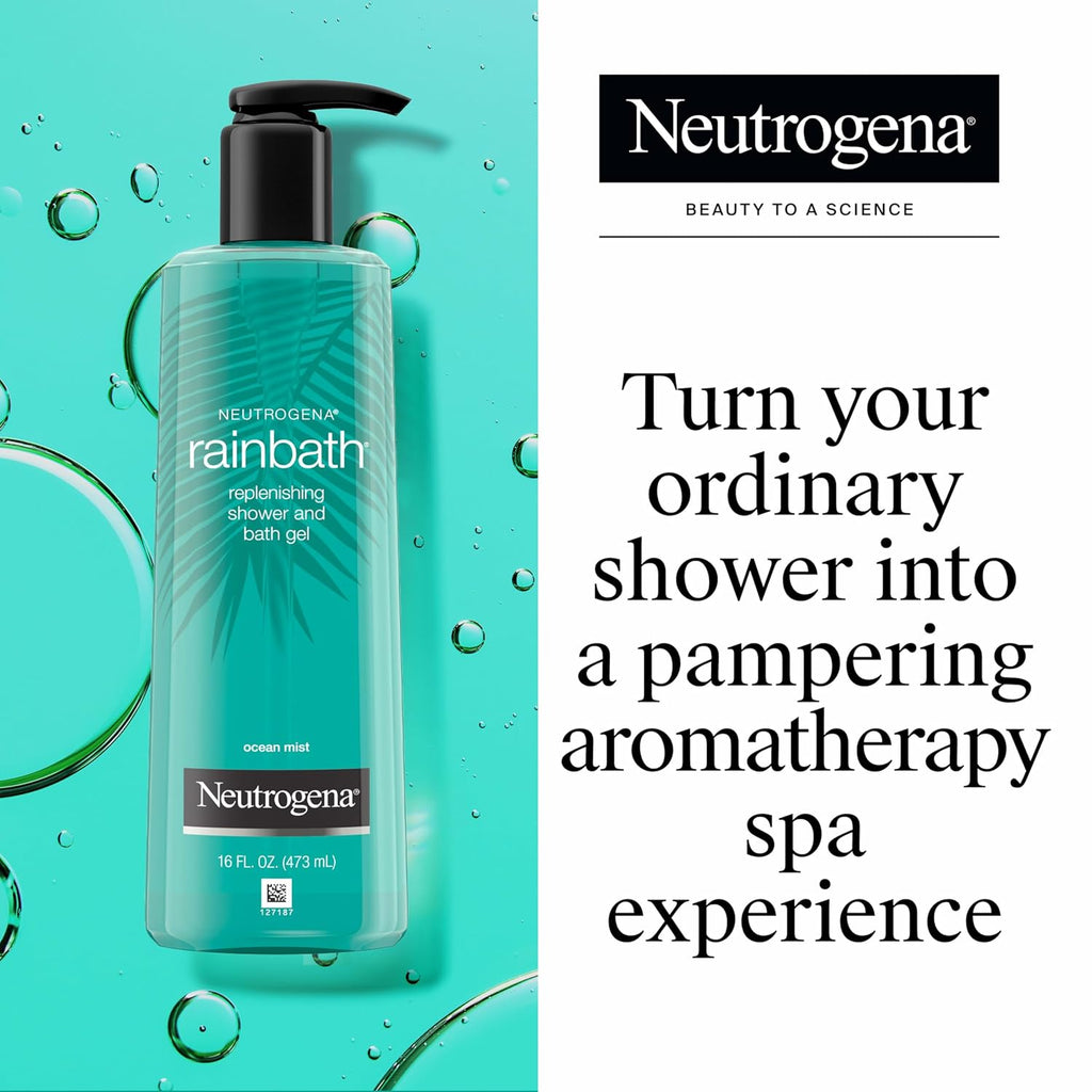 Neutrogena Rainbath Replenishing Shower And Bath Gel -Refreshing Body Wash With Moisturizing Formula For Soft Skin, Ocean Mist Scent, 32 Fl. Oz. (946 Ml) Pump Bottle