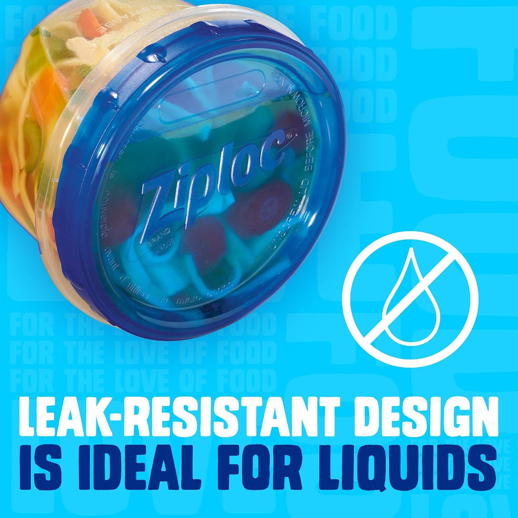 Ziploc Twist N Loc Food Storage Containers, Leak Resistant Design, Small Round, 9 Count