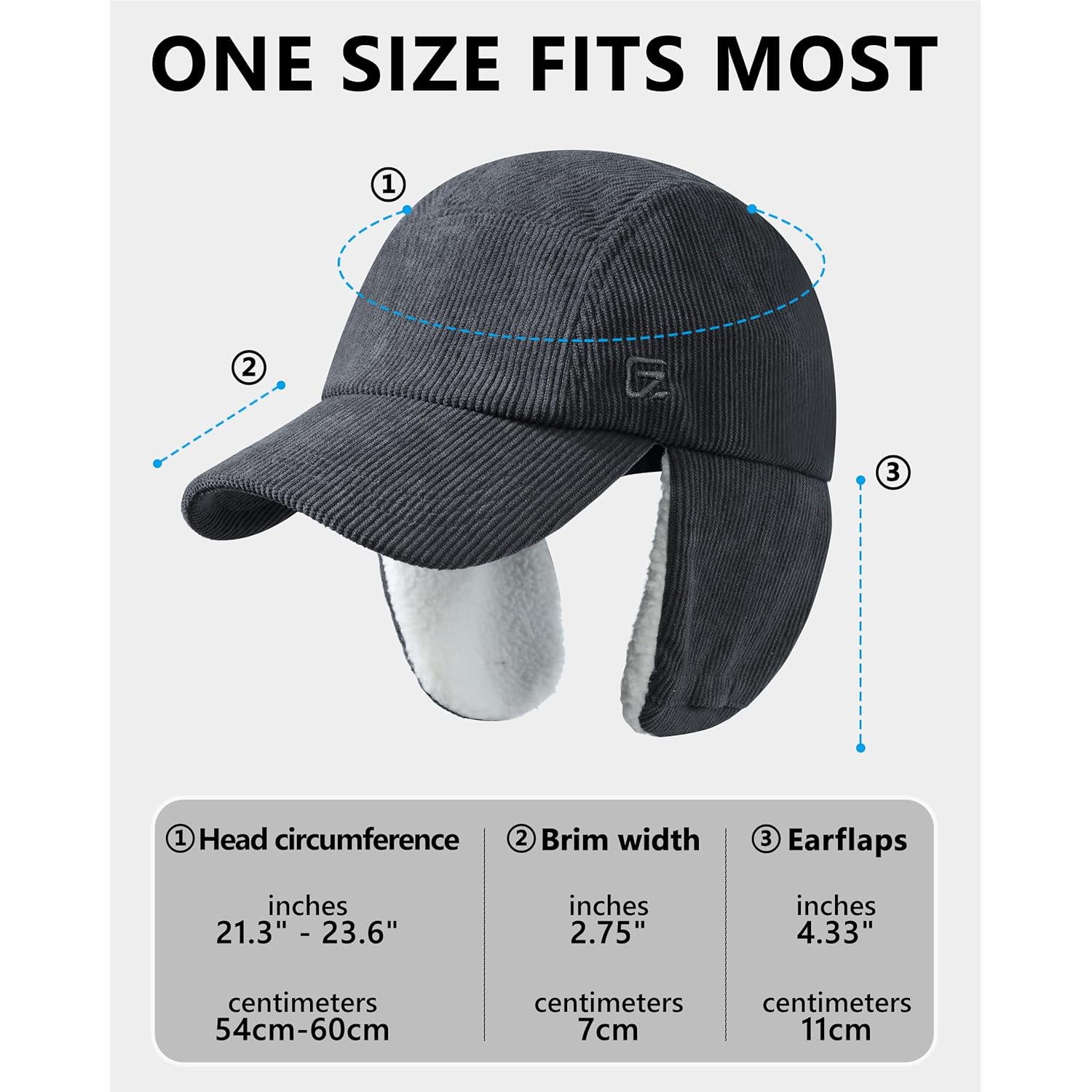 GADIEMKENSD Winter Trapper Hat with Ear Warmer Flaps Corduroy Baseball Cap for Men and Women