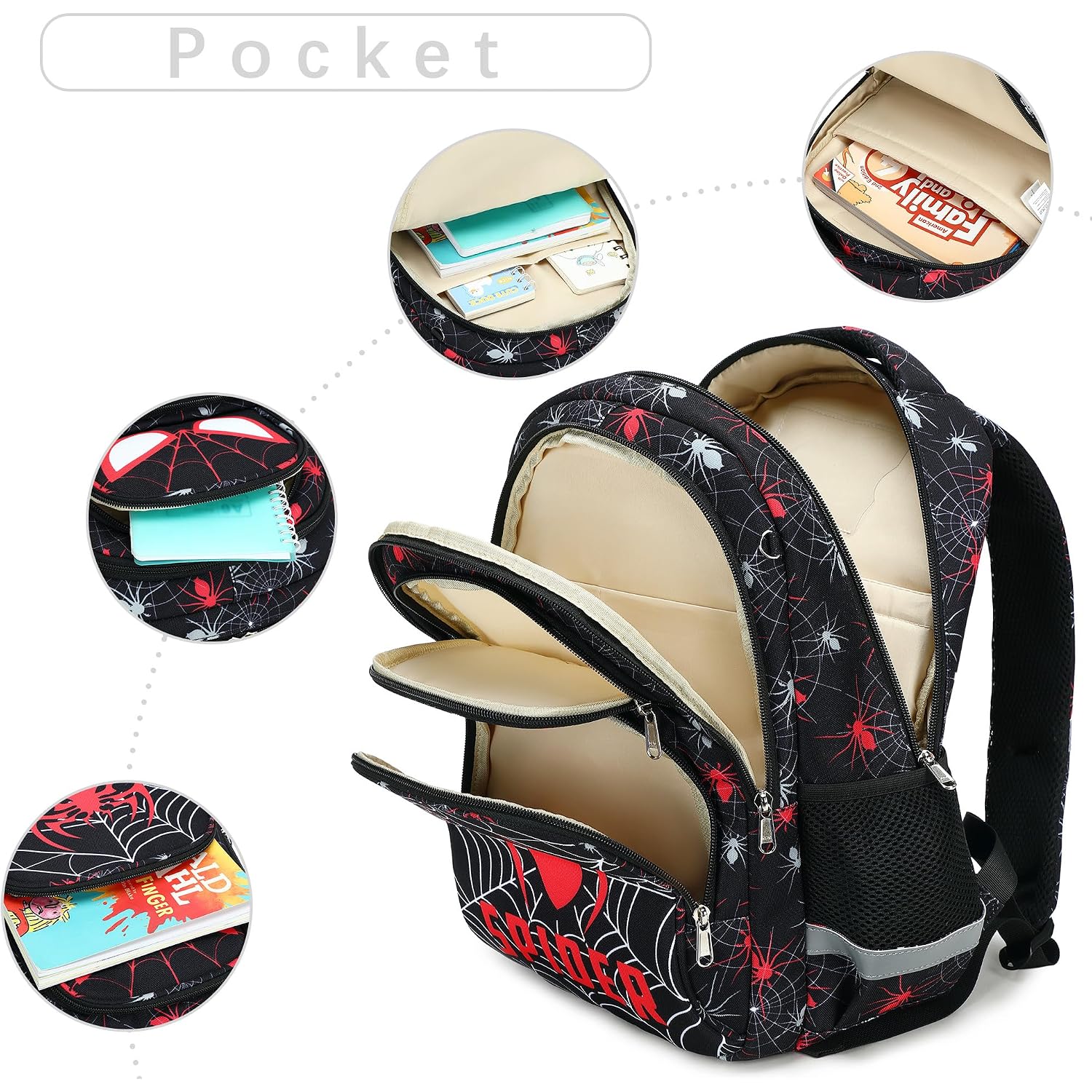 Abshoo Cute Spider School Backpack For Boys Elementary Kindergarten Kids School Bag (Spider Black)