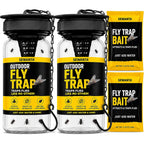 Outdoor Fly Trap [2 Pack] Fly Traps Outdoor With Dissolvable Non-Toxic Bait - Controls Flies For Patios, Hanging Fly Traps With Tie Included