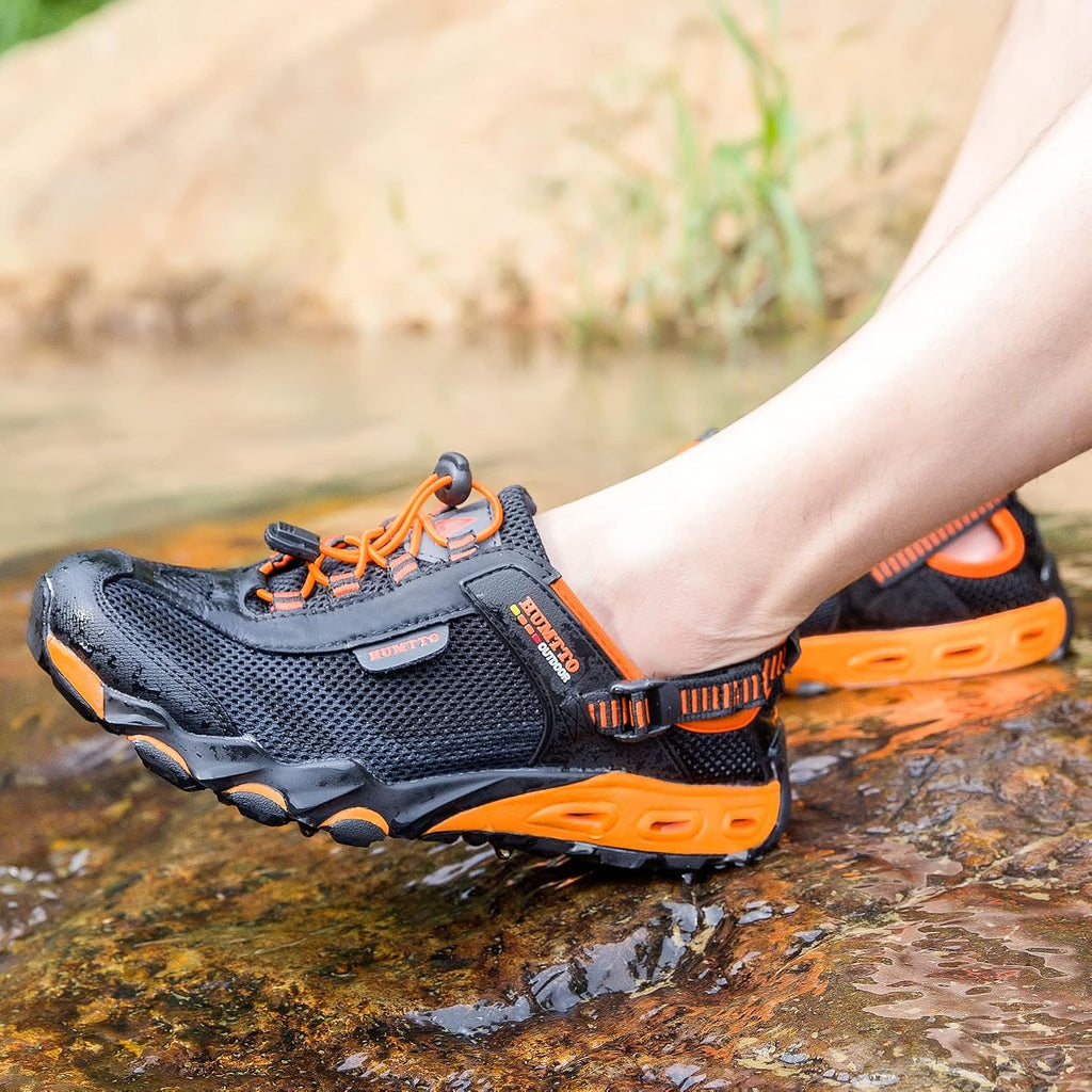 Humtto Men'S Amphibious Water Shoes - Hiking Sandals For Men Outdoor Water Sandal Closed Toe Non-Slip River Shoes Summer Quick Drying Aqua Shoe