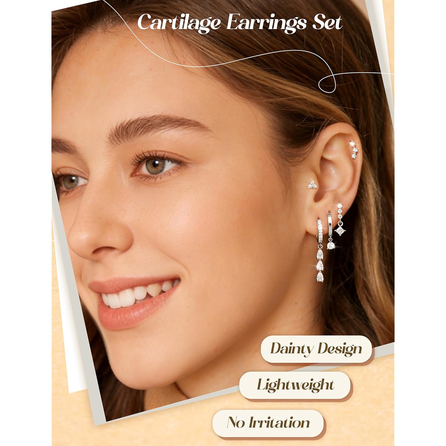 MILACOLATO 5Pairs 925 Sterling Silver Earrings for Women - 14K Gold Plated Stud Huggie Hoop Earrings Sets for Multiple Piercing, Hypoallergenic CZ Pearl Cartilage Earrings Stacks Trendy Jewelry