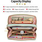 RNIEGA Wallet for Women Clutch Double Zip Around Credit Card Holder Leather Women's Wallet Large Capacity