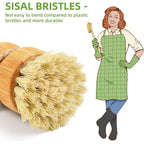 Bamboo Dish Scrub Brush For Kitchen Sink, Natural Wooden Washing Dish Brush Scrubber With Sisal Bristles For Household Cleaning, Cast Iron Pots, Pans And Vegetables
