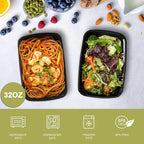 Ezalia 15 Pack- Meal Prep Containers 32oz, Plastic Food Prep Containers Reusable, Leakproof To Go Food Containers with Lids, BPA-Free, Microwave/Dishwasher/Freezer Safe