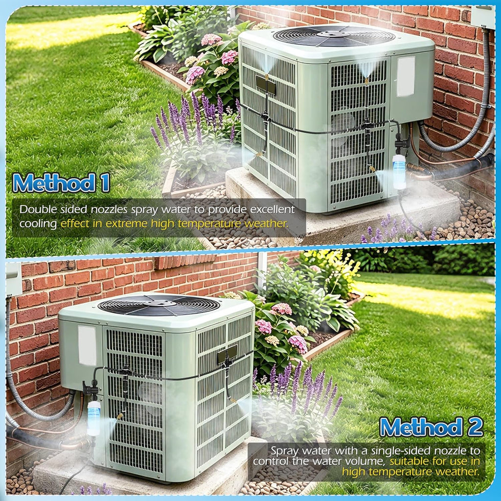 Air Conditioner Evaporative Cooling Kit, Ac Condenser Misting System With Water Filter And Pipe Cutter, Cooling System For Residential Sun-Exposed Condensers & High-Temperature Climate Homes