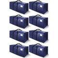 Sweet Dolphin 8 Pack 200Lb Heavy-Duty Moving Bags With Wrap-Around Handles, Extra Large Storage Totes For Space Saving, Clothes Storage Bags, College Dorm Essentials, Blue, 24 Gal