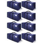 Sweet Dolphin 8 Pack 200Lb Heavy-Duty Moving Bags With Wrap-Around Handles, Extra Large Storage Totes For Space Saving, Clothes Storage Bags, College Dorm Essentials, Blue, 24 Gal