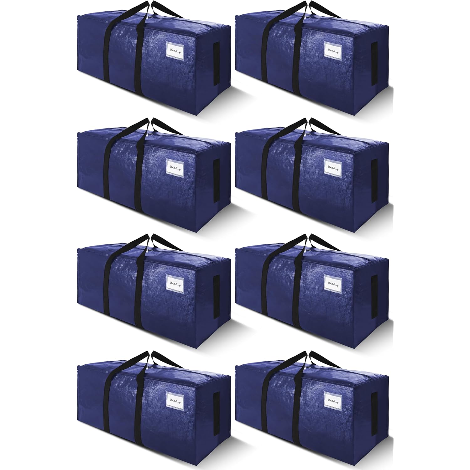 Sweet Dolphin 8 Pack 200Lb Heavy-Duty Moving Bags With Wrap-Around Handles, Extra Large Storage Totes For Space Saving, Clothes Storage Bags, College Dorm Essentials, Blue, 24 Gal