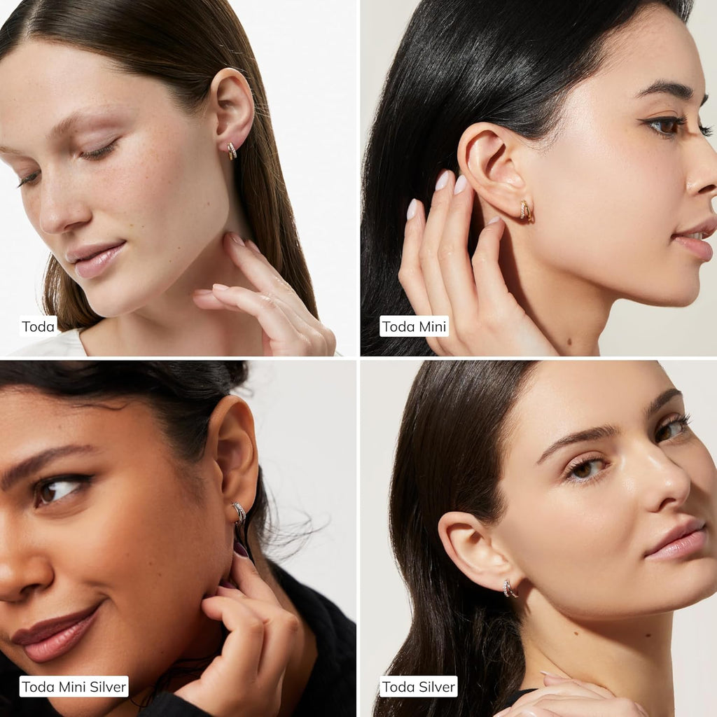 Ana Luisa Double Hoop Earrings for Women - 14K Gold Plated & Silver Rhodium Huggie Hoops - Hypoallergenic, Water-Resistant, Tarnish-Free, Small, Dainty & Trendy Two Hoop Earring Styles for Daily Wear