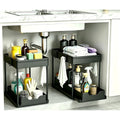 DEKAVA Under Sink Organizer 2 Pack, Bathroom Cabinet Organizer, 2 Tier Sliding Cabinet Basket Organizer Drawer, Multi-Purpose Bath Collection Baskets for Bathroom (Black)