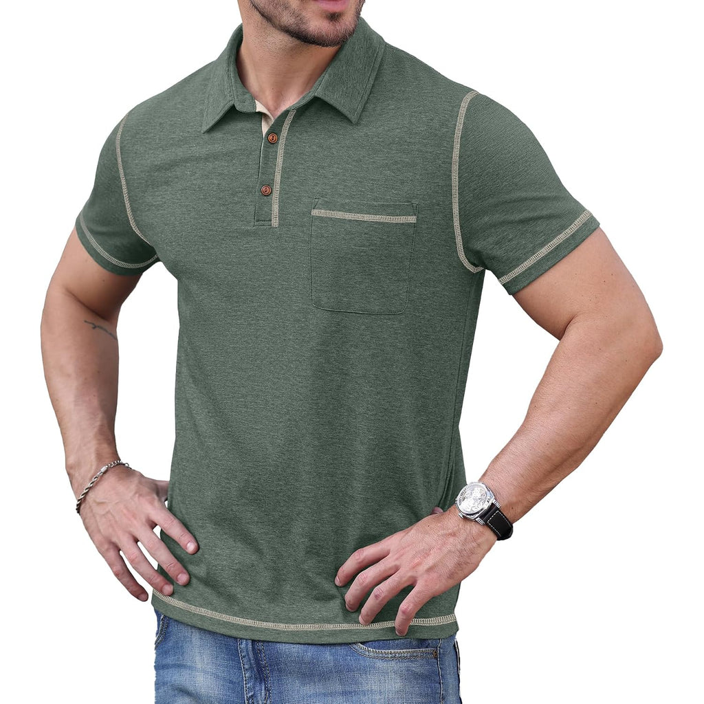Sailwind Men'S Short Sleeve Polo Shirts Casual Summer Classic Collared Golf Shirt With Pocket